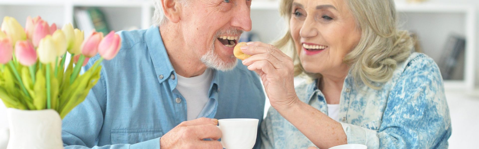 Portrait of a beautiful elderly couple having breakfast